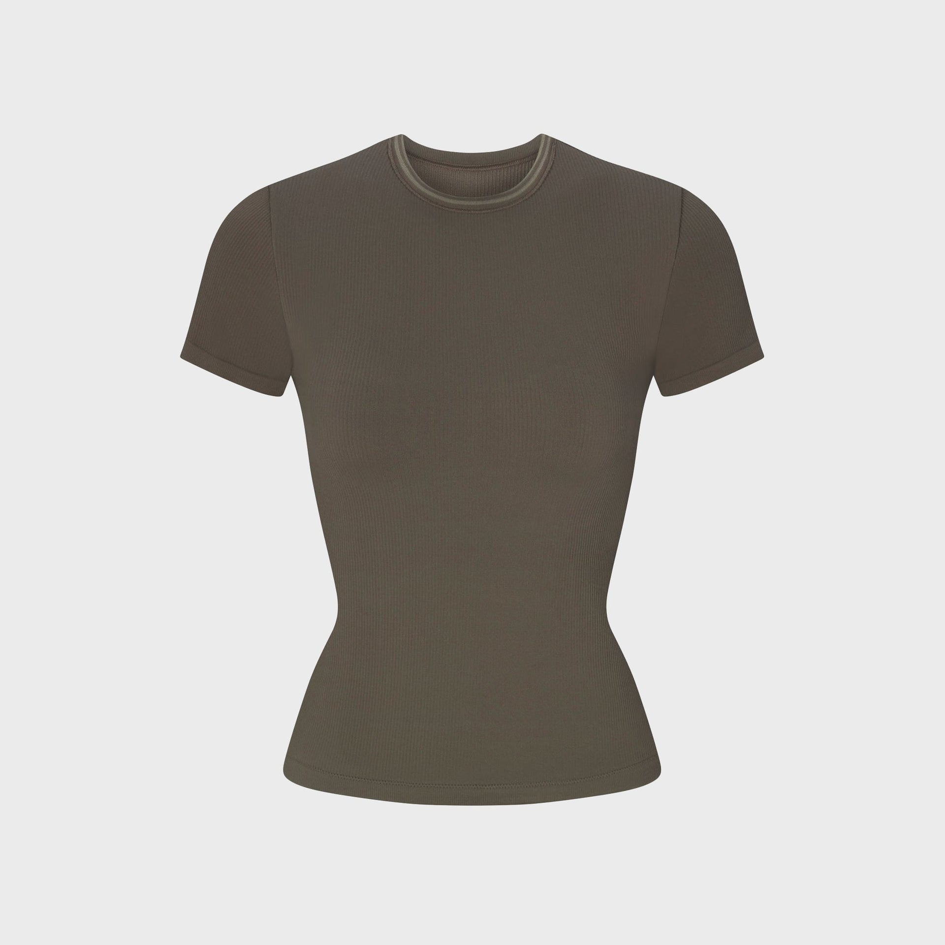 NikeSKIMS Ribbed Seamless Short Sleeve Top - Oak Moss / Dune