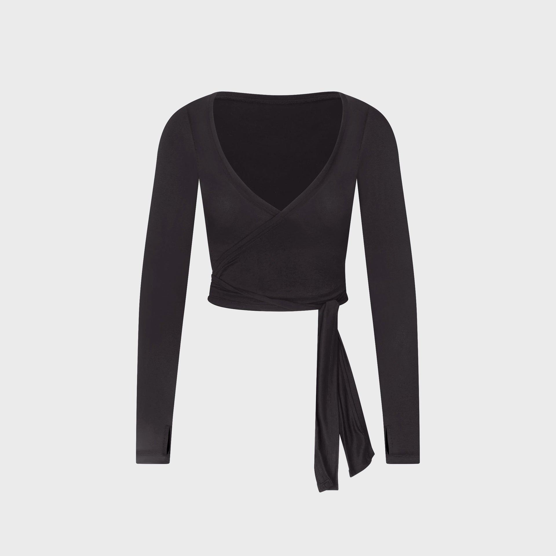 NikeSKIMS Stretch Knit Long Sleeve Wrap Top - Obsidian