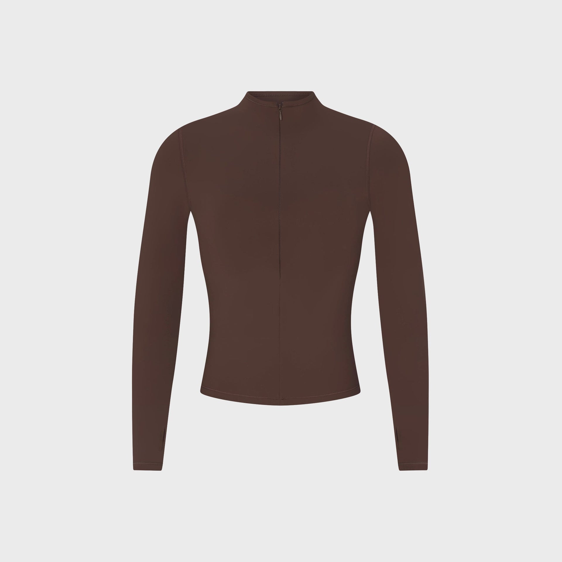 NikeSKIMS Matte Half-Zip Mock-Neck Long Sleeve Top - Dark Sepia