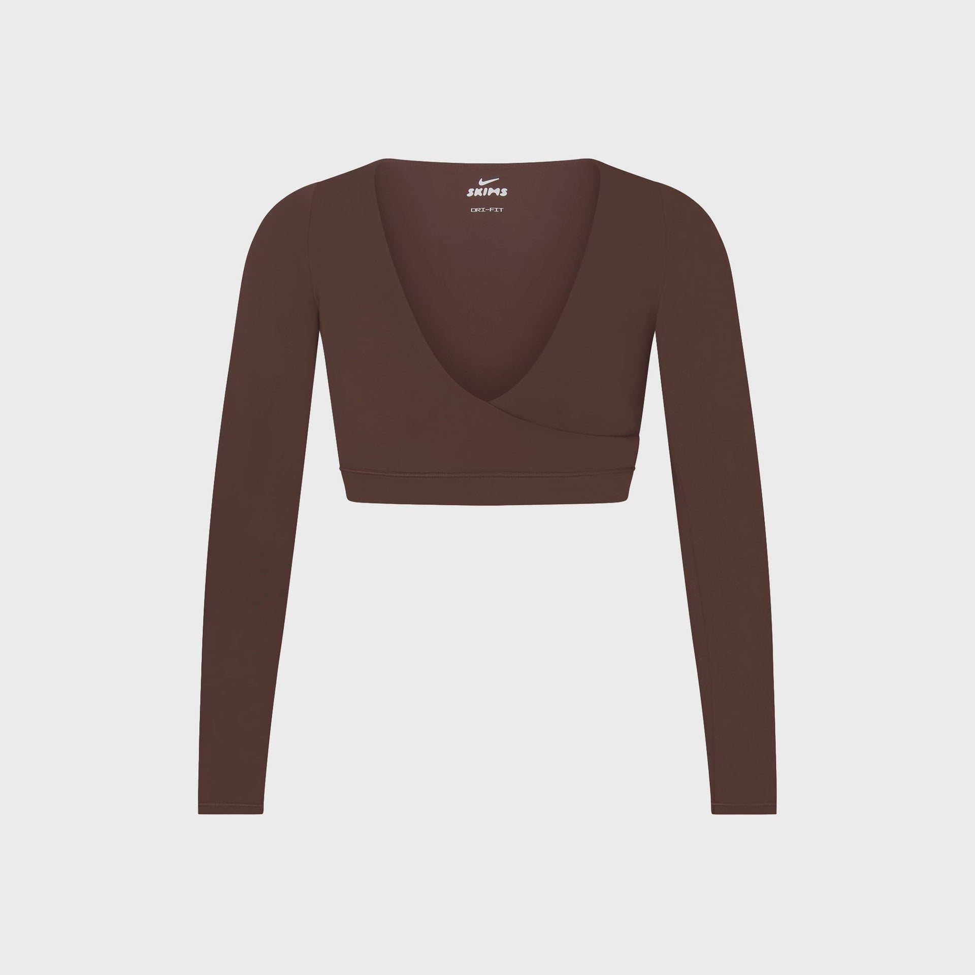 NikeSKIMS Matte Long Sleeve Wrap Top - Dark Sepia