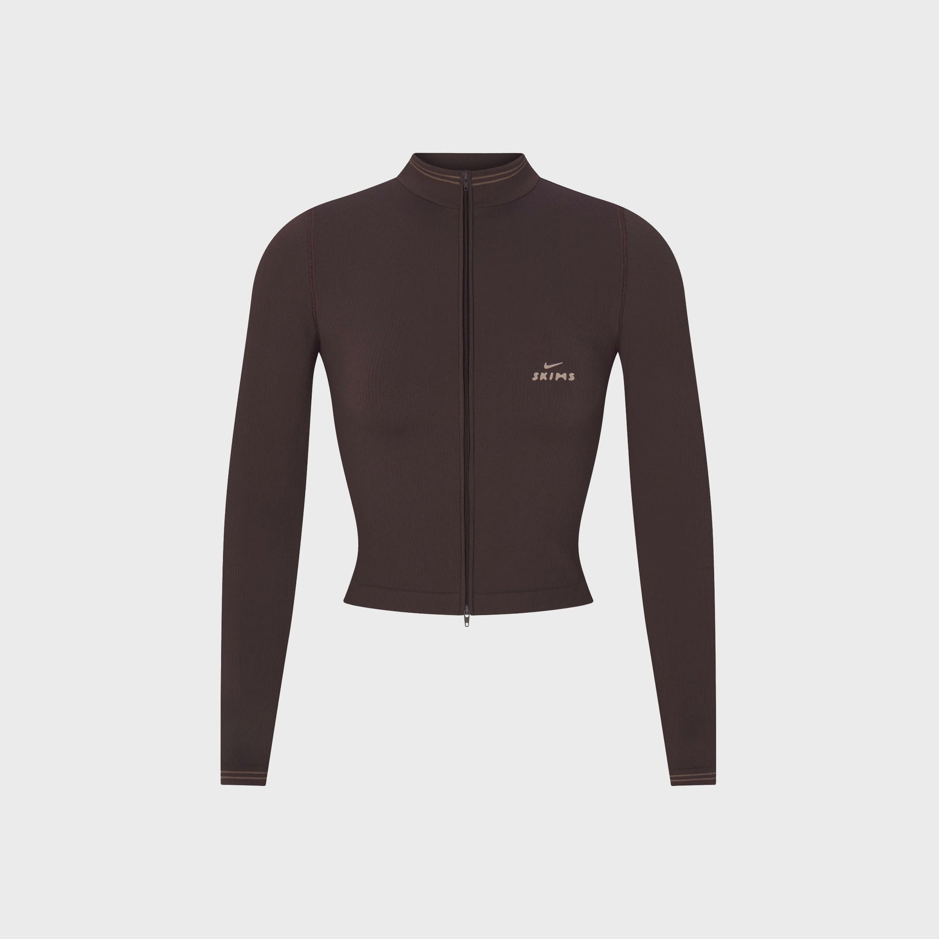 NikeSKIMS Ribbed Seamless Cropped Full-Zip Jacket - Phoenix / Truffle