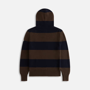 Moncler Striped Cotton Cord Hoodie - Blue / Brown