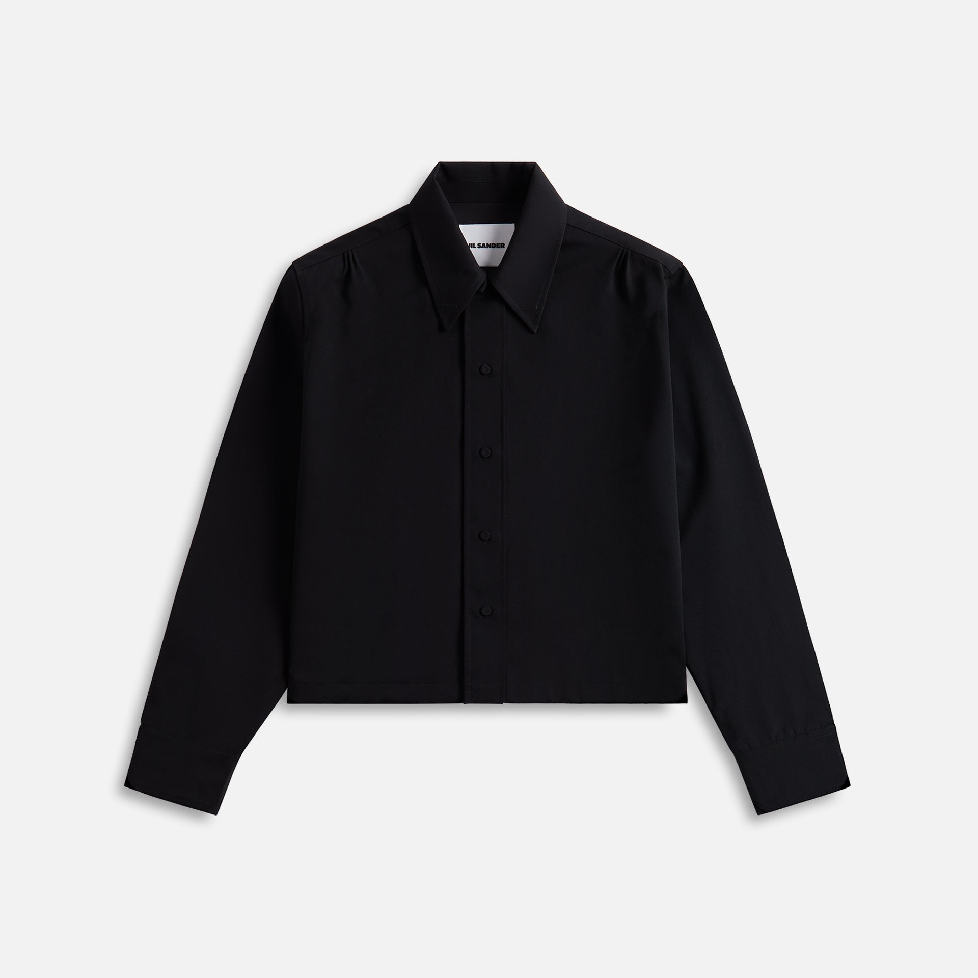 Jil Sander Fine Wool Gabardine Shirt with Jewels - Black
