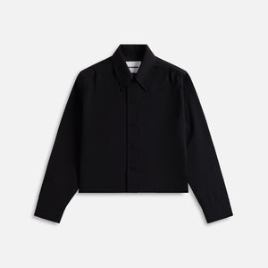 Jil Sander asymmetric Fine Wool Gabardine Shirt with Jewels - Black