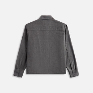 Jil Sander asymmetric Open Wool Canvas Shirt with Jewels - Volcanic Glass