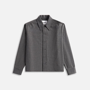 Jil Sander asymmetric Open Wool Canvas Shirt with Jewels - Volcanic Glass