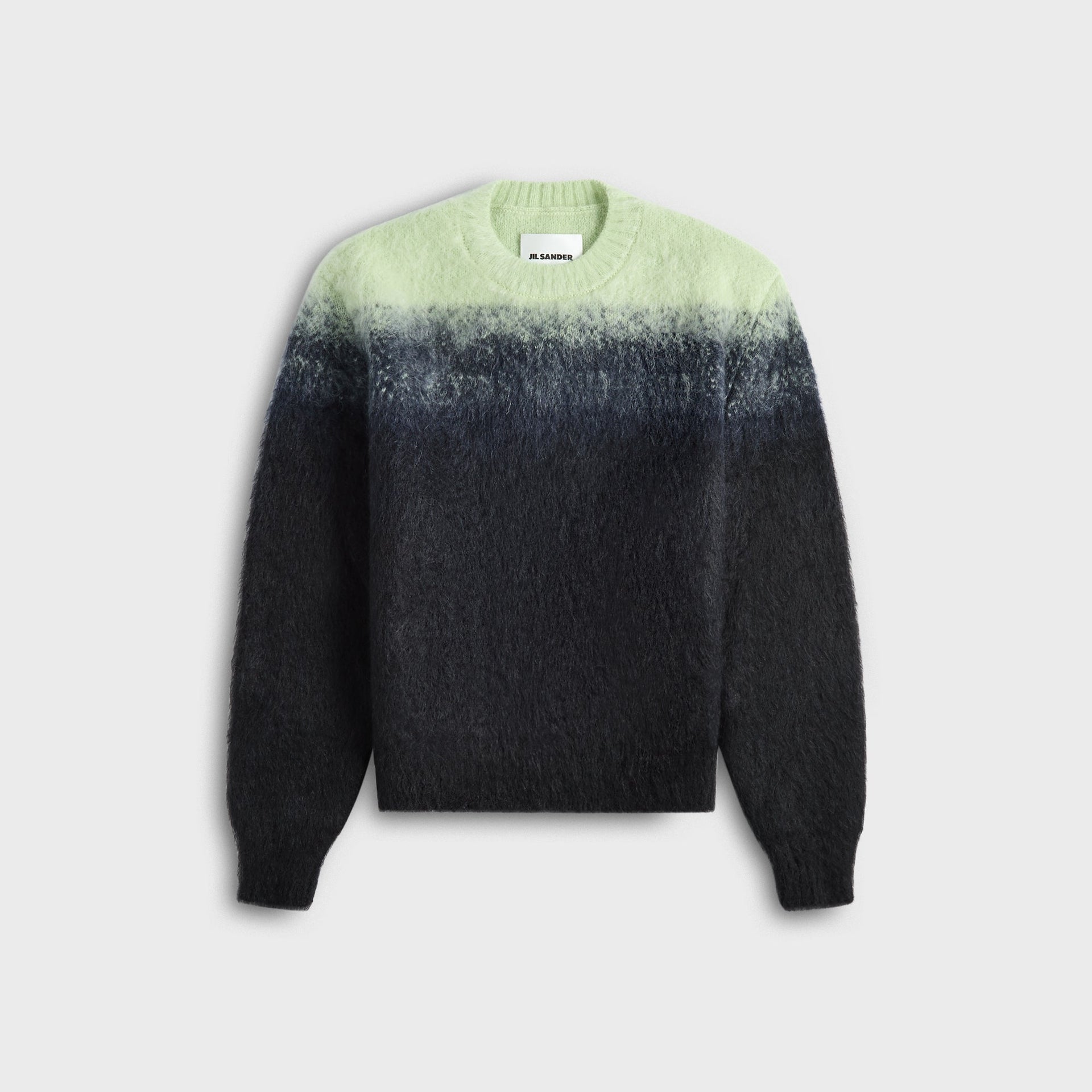 Jil Sander Mohair Jacquard Crewneck Sweater - Mint Green / Navy Blue