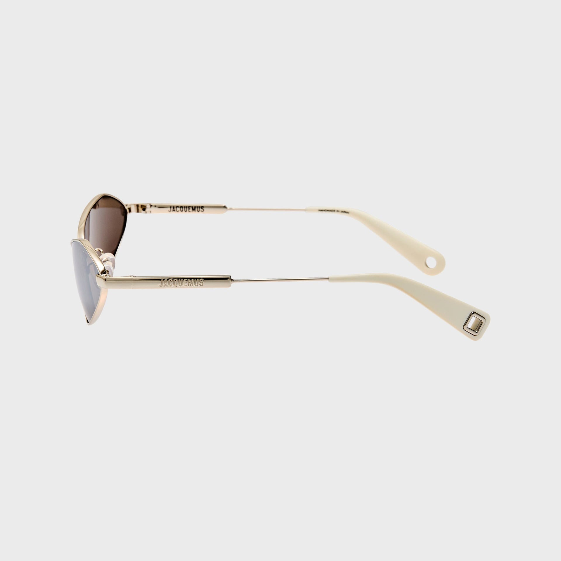 Jacquemus Bambino Angular Metal Sunglasses - Metal Silver / Matt White / Silver