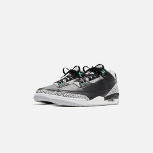 Nike GS Air jordan space 3 Retro - Black / Green Glow / Wolf Grey / White