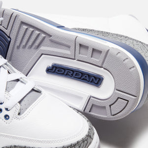 Nike GS Air unc jordan 3 Retro - White / Midnight Navy / Cement Grey / Black