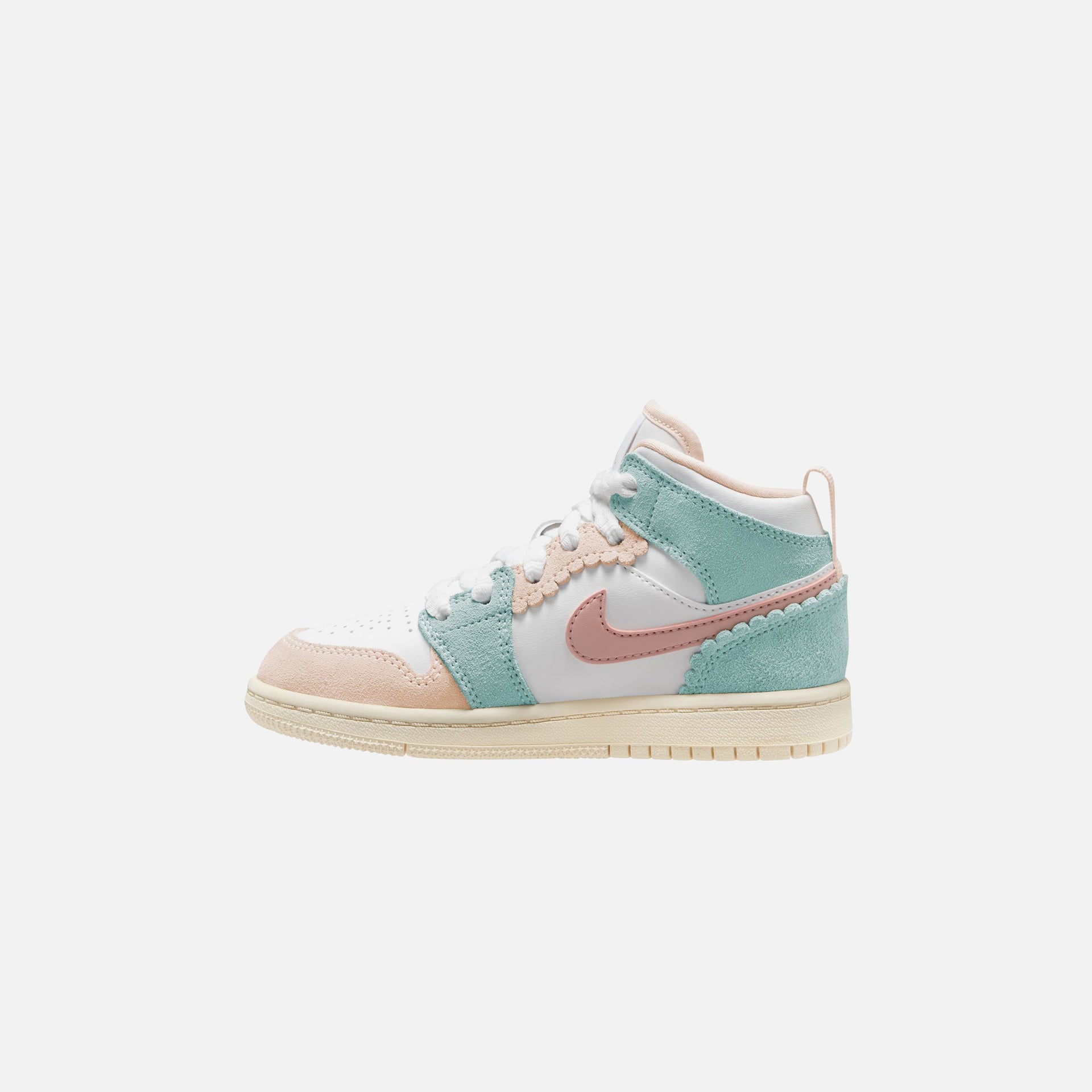 Nike Pre-School Jordan 1 Mid Se - White / Pink Oxford / Jade Ice / Guava Ice / Coconut Milk