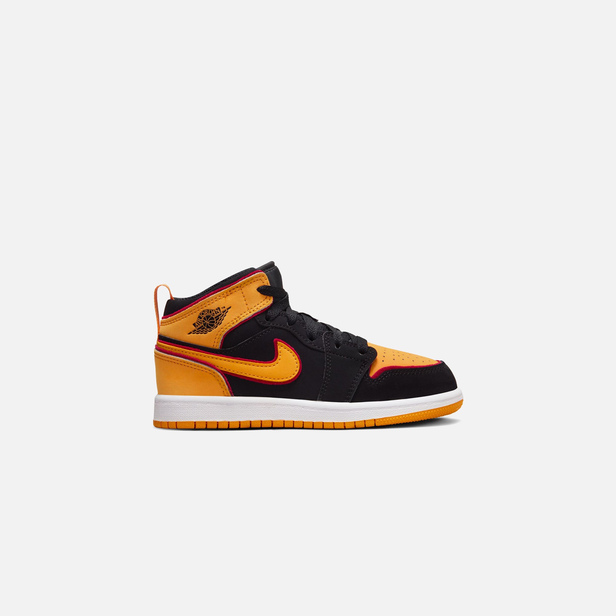 Nike PS Air Jordan 1 Mid SE Black Vivid Orange Cardinal Red Wh Kith