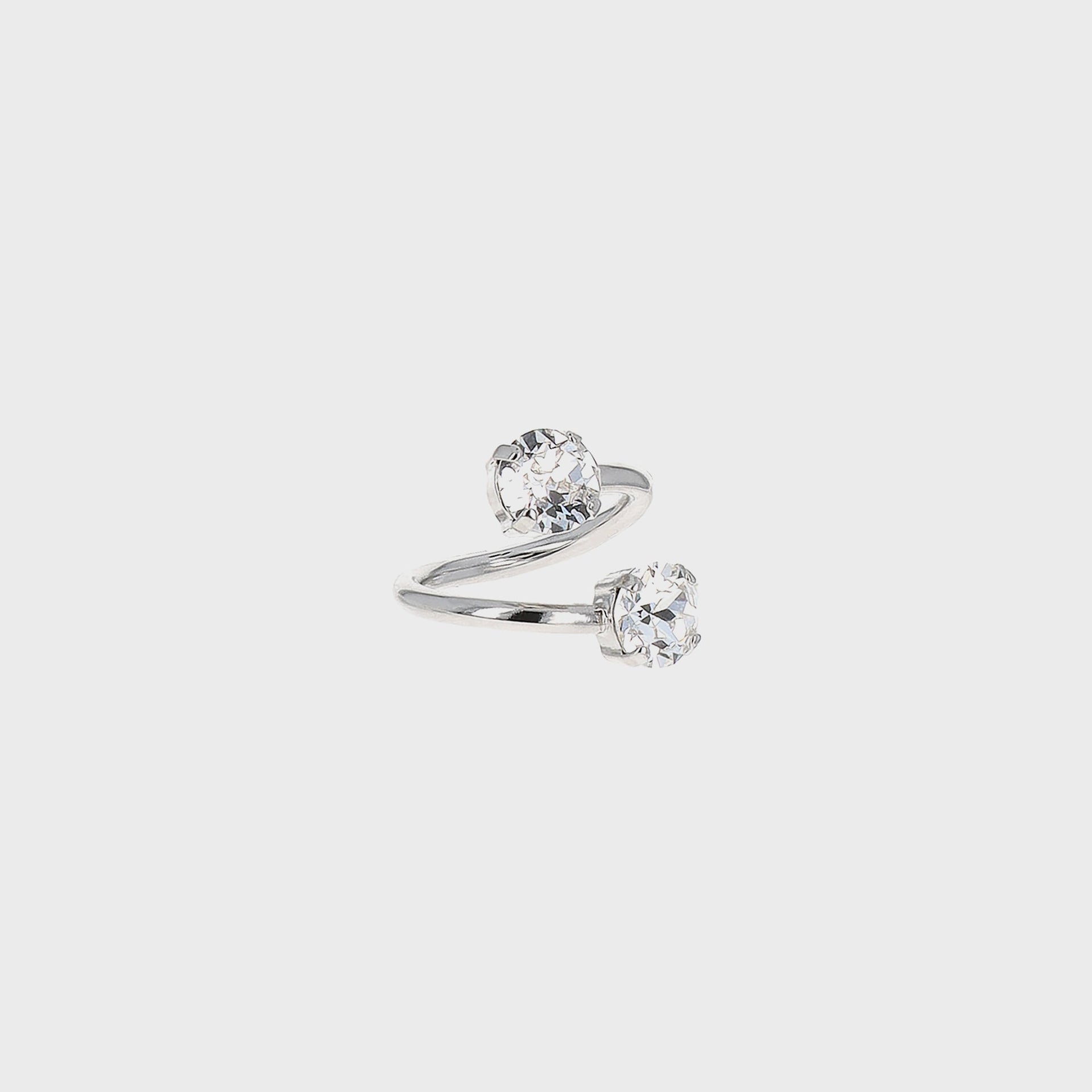 Justine Clenquet Chris Crystal Ring in Palladium