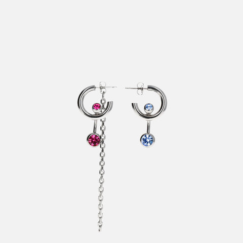 Justine Clenquet Bless Earrings - Palladium / Denim Blue / Fuchsia
