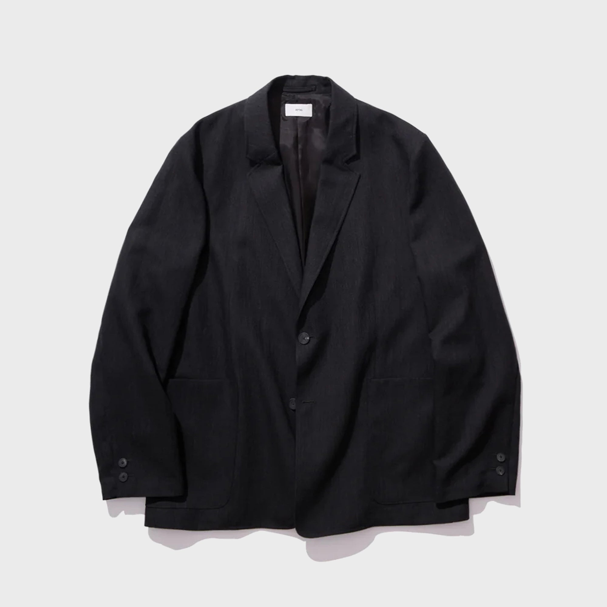 ATON Twist Wool Linen Semi Double Jacket - Charcoal – Kith