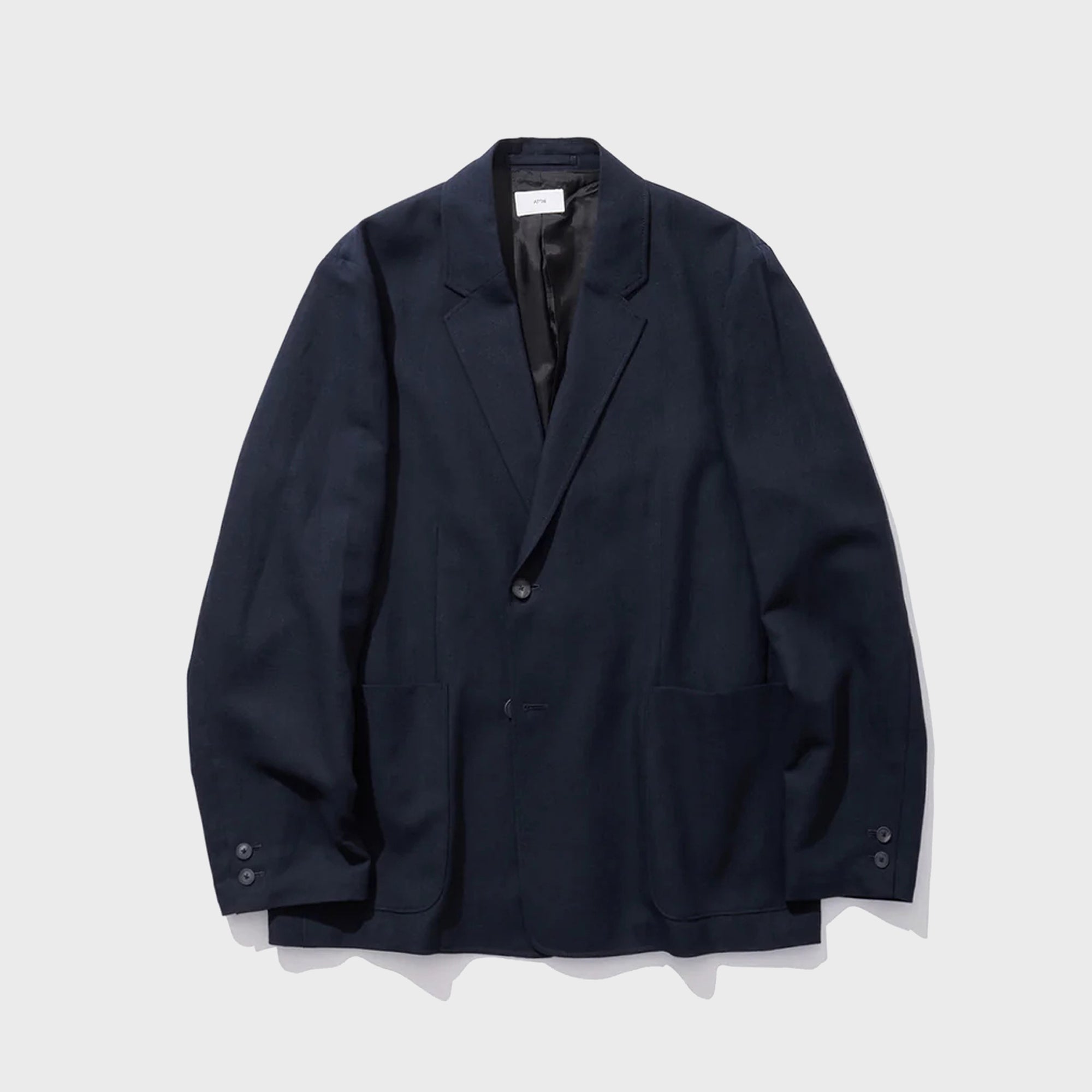 ATON Twist Wool Linen Semi Double Jacket - Navy – Kith