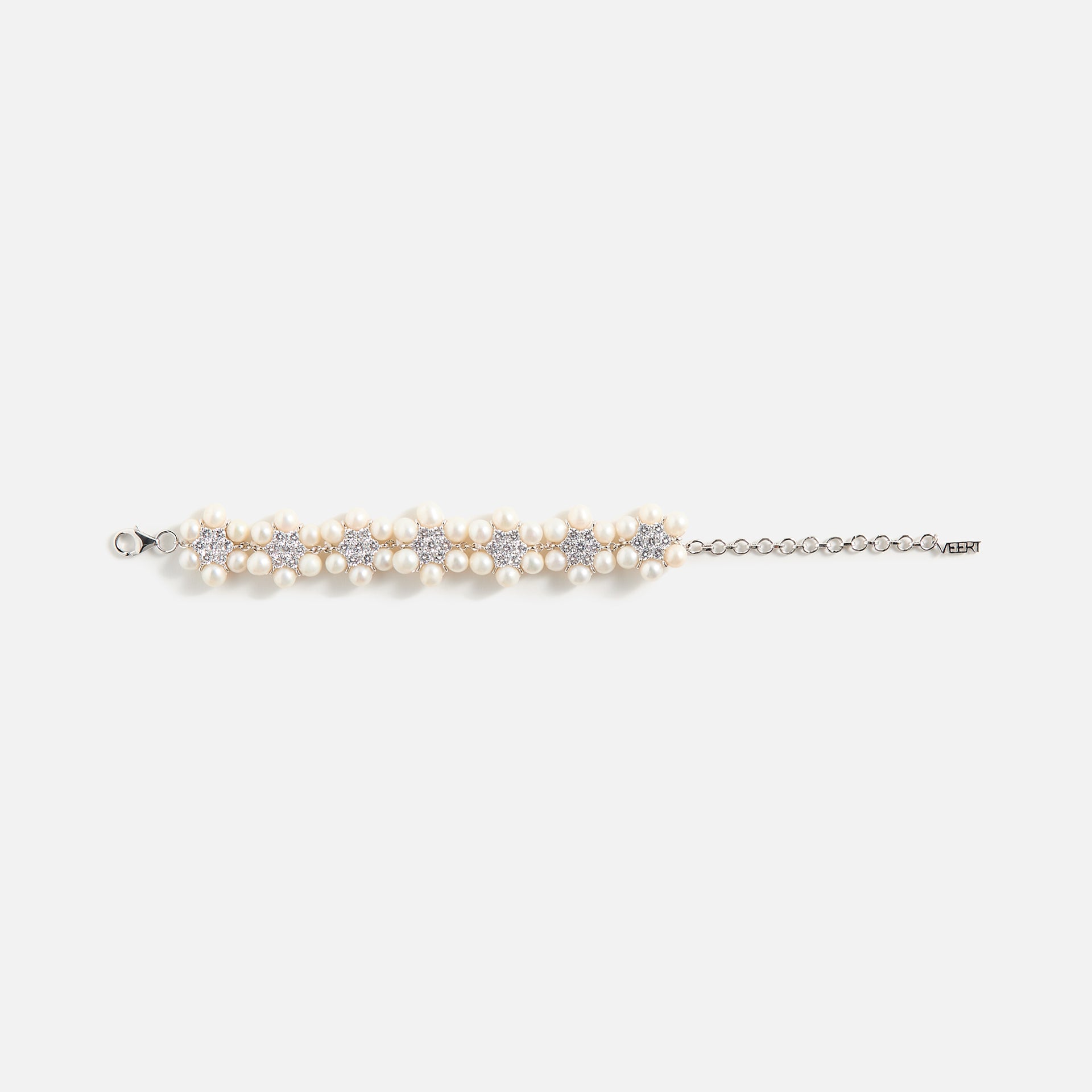 VEERT The 42 Pearl Clear Flower Bracelet - White Gold