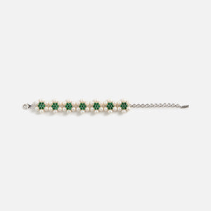 VEERT The 42 Pearl Green Flower Bracelet - White Gold