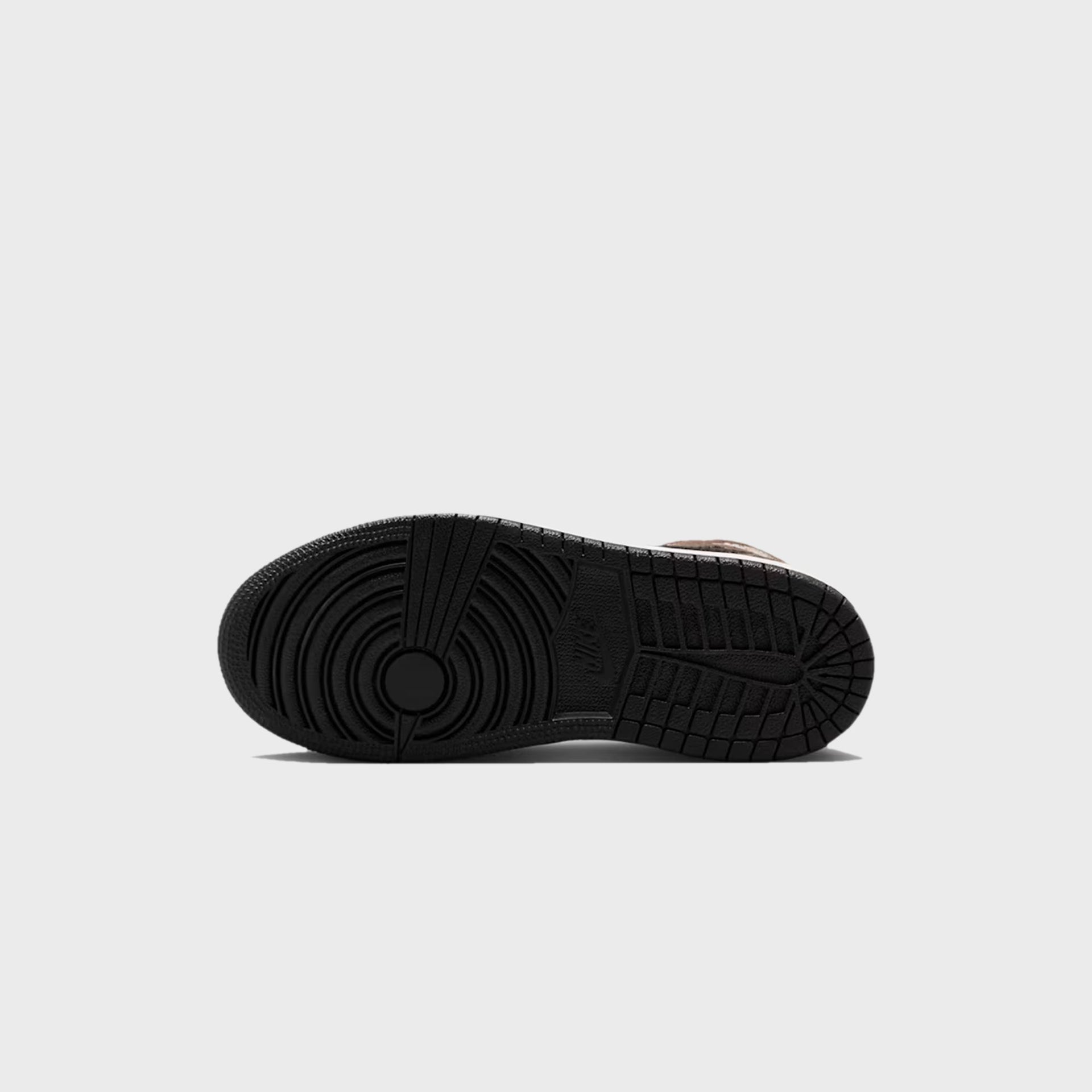 PS Air Jordan 1 Mid black rubber outsole, bottom view