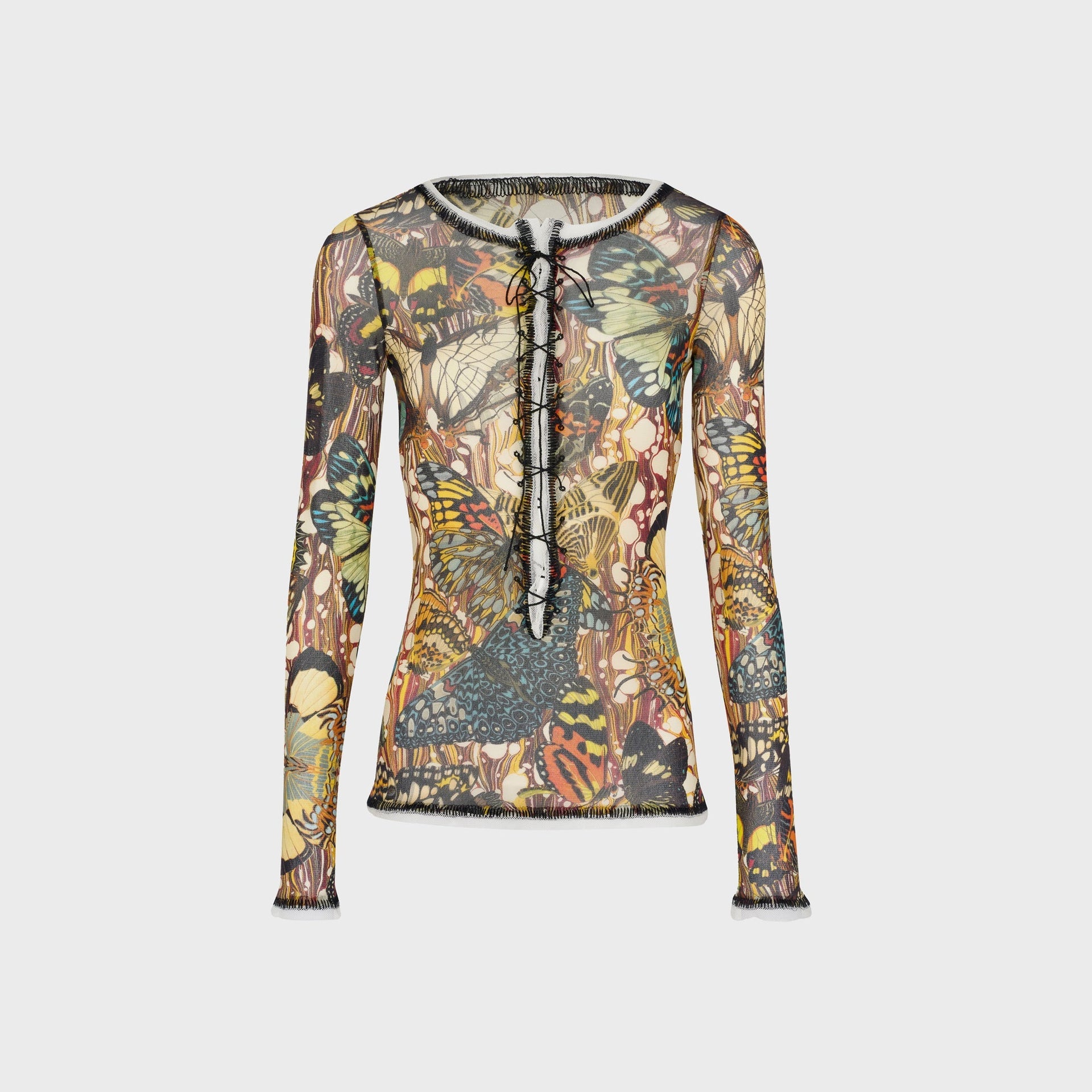 Jean Paul Gaultier Re-Edition Mesh Long Sleeve Top - Printed Papillion