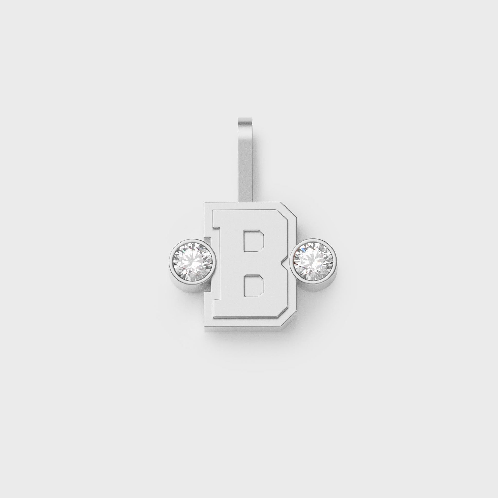 Greg Yuna Sylver Baby sterling silver letter B pendant flanked by two round bezel-set diamonds