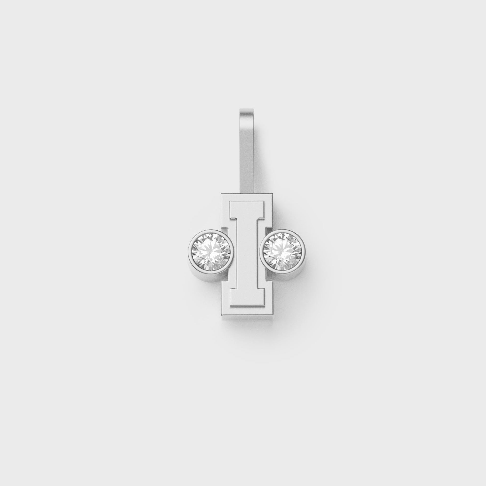 Greg Yuna Sylver Baby sterling silver letter I pendant flanked by two round bezel-set diamonds