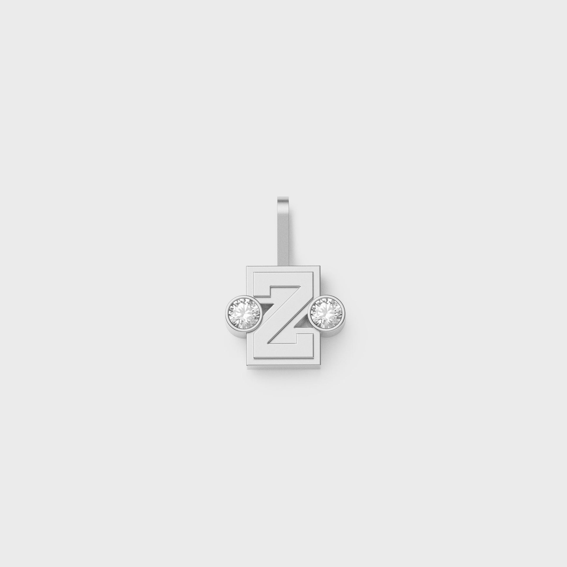 Greg Yuna Sylver Baby sterling silver letter Z pendant flanked by two round bezel-set diamonds