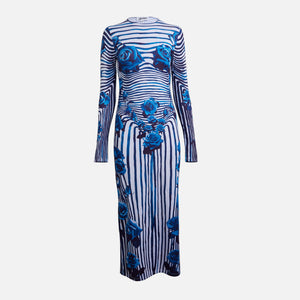 aarhon used slim fit jeans blue Jersey Dress - Flower Body Morphing