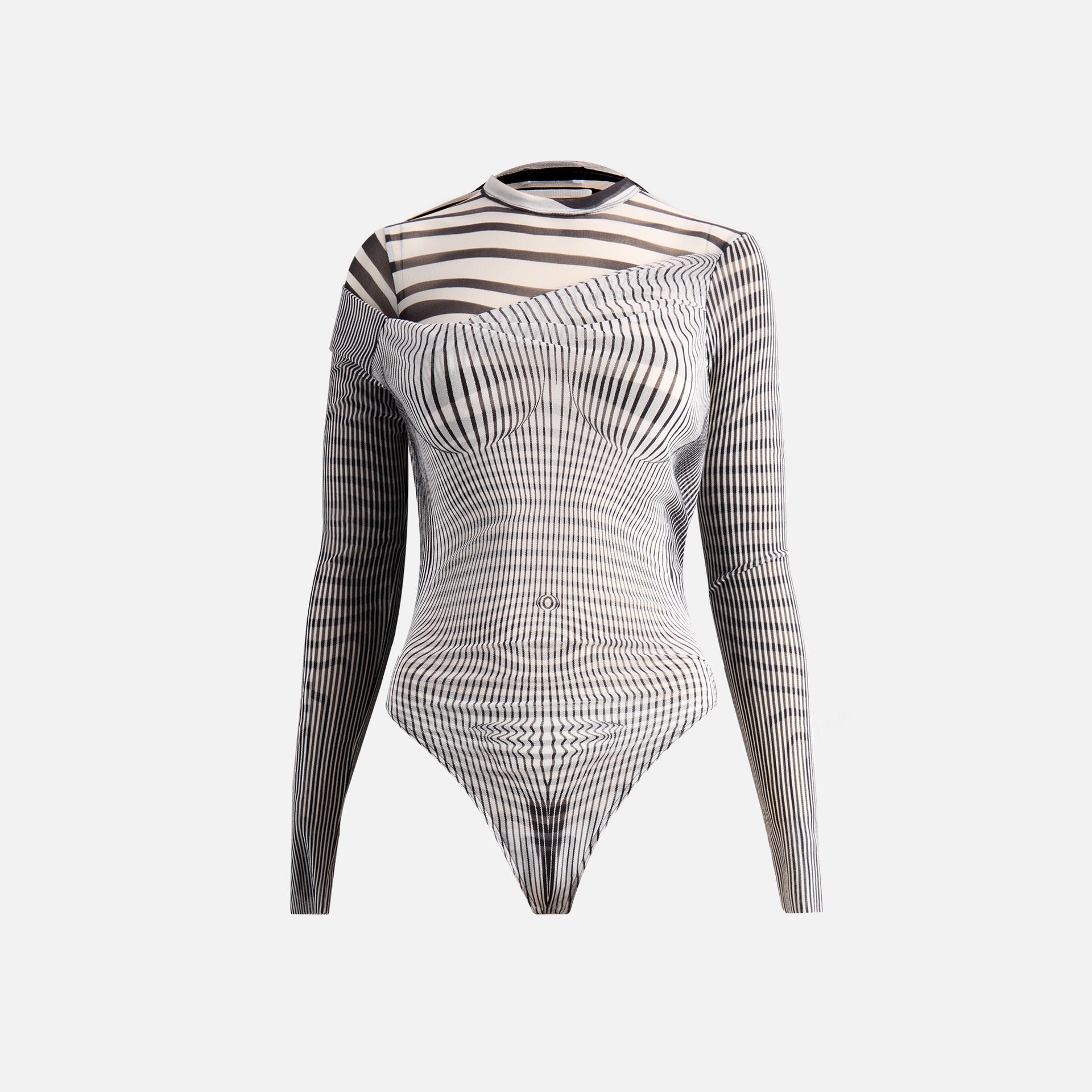 Jean Paul Gaultier Mesh Bodysuit - Pinstripe Body Morphing