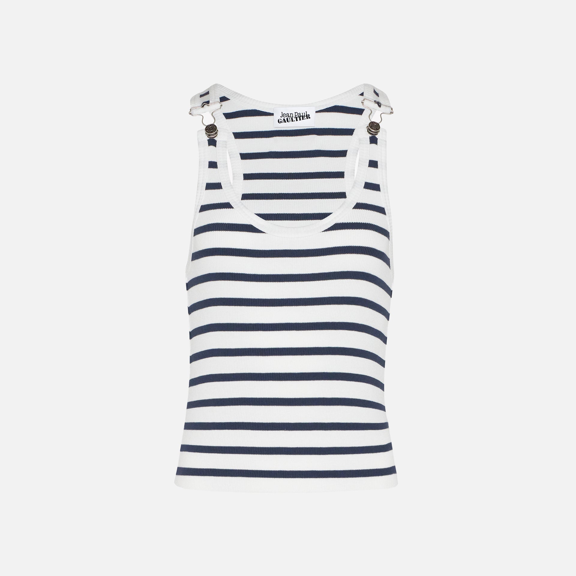 Jean Paul Gaultier Ribbed Mariniere Tank Top - White