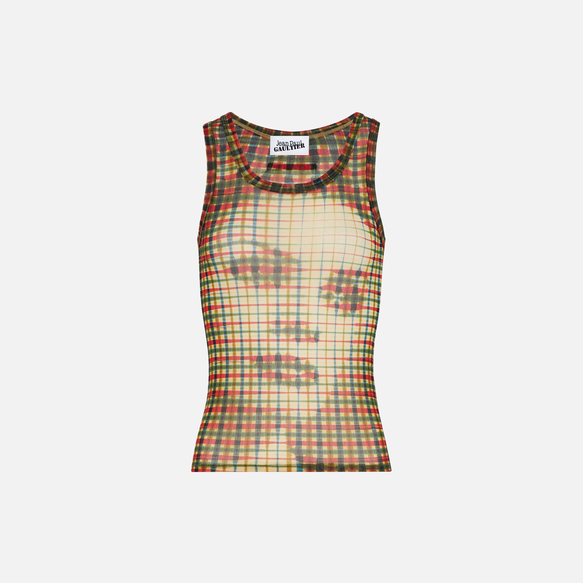 Jean Paul Gaultier Printed Mesh Tank Top - Tartan Face