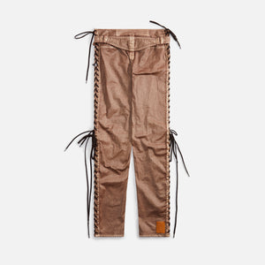 Jean Paul Gaultier x KNWLS Low Waist Laced Straight Trousers with Topstiched - Brown