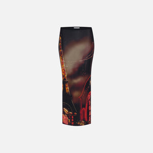 Jean Paul Gaultier Pigalle Printed Mesh Long Skirt - Red