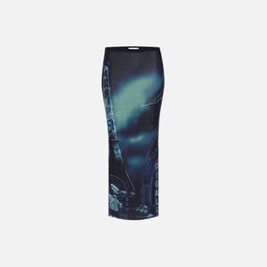 Jean Paul Gaultier Pigalle Printed Mesh Long Skirt - Blue