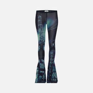 Jean Paul Gaultier Pigalle Printed Mesh Flare Trouser - Blue