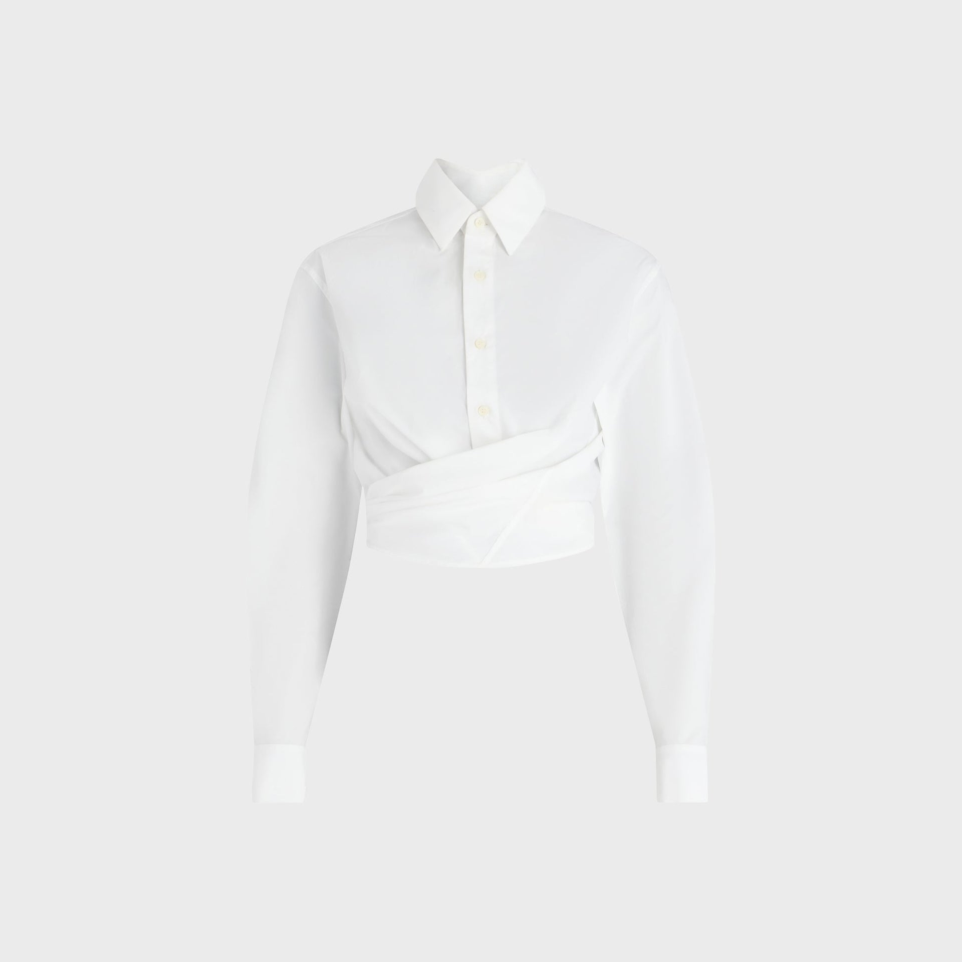 Jean Paul Gaultier Wrapped Fly Away Collar Cropped Shirt - White