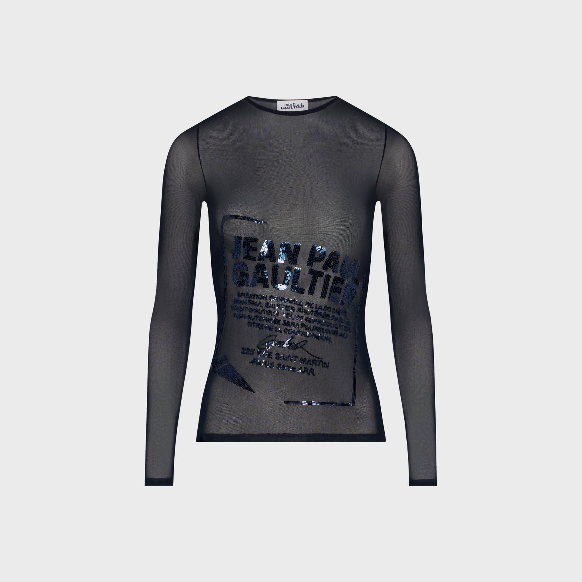 Jean Paul Gaultier Embroidered Gaultier Jacquard Label Top in Navy
