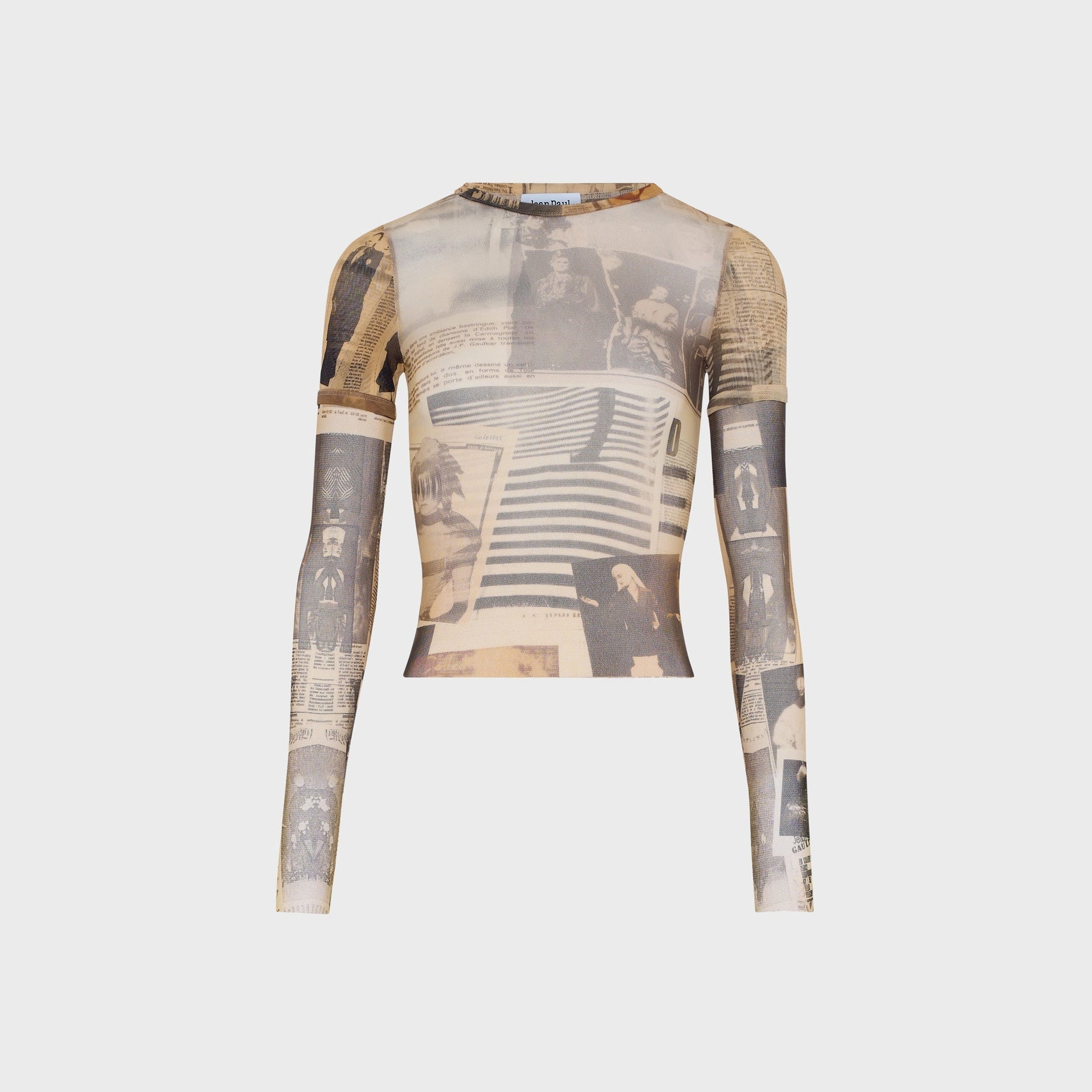 Jean Paul Gaultier Mesh Double Sleeves Baby Tee - Printed Journal