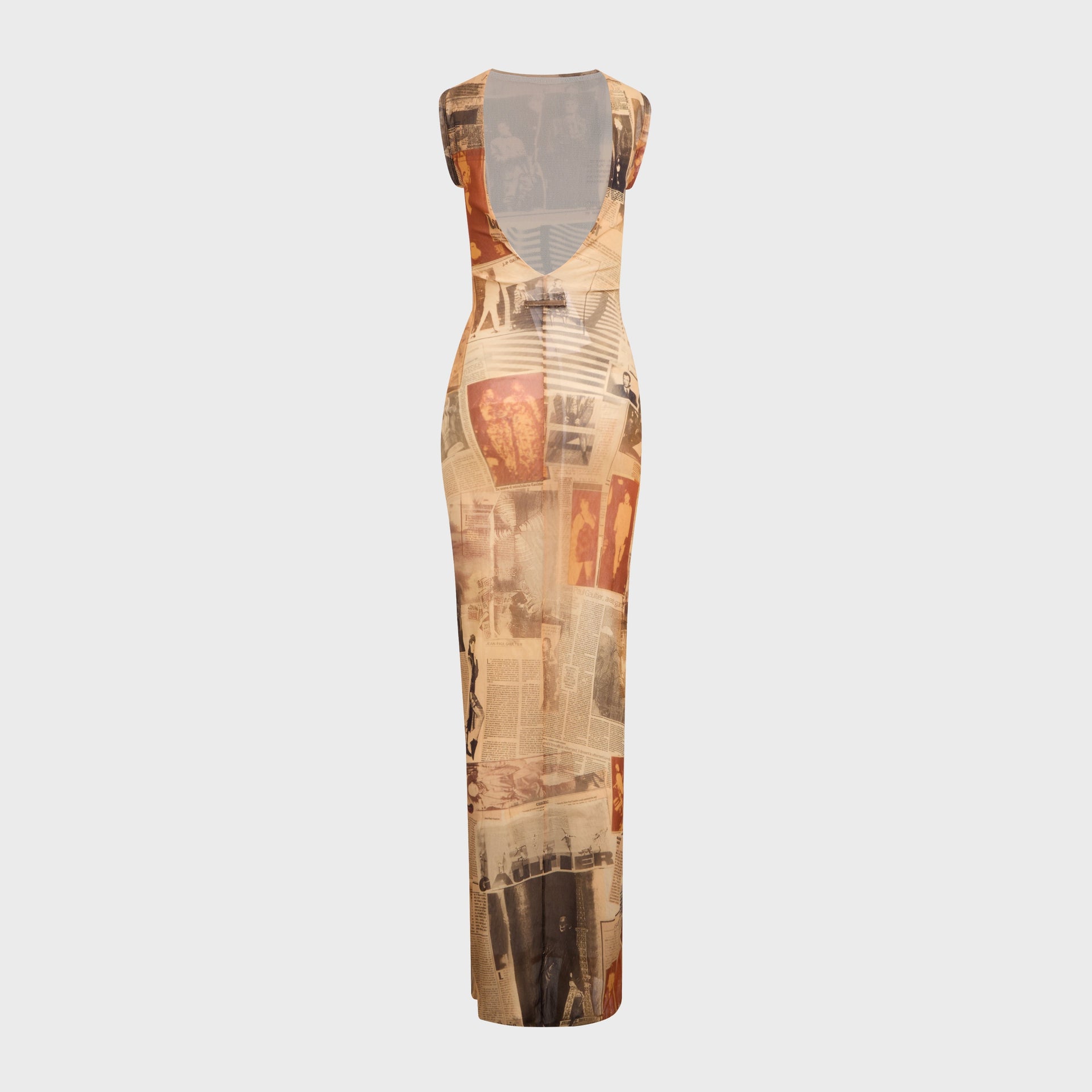 Jean Paul Gaultier Mesh High Neck Open Back Long Dress - Printed Journ Kith Jean Paul Gaultier Mesh High Neck Open Back Long Dress - Printed Journ Kith