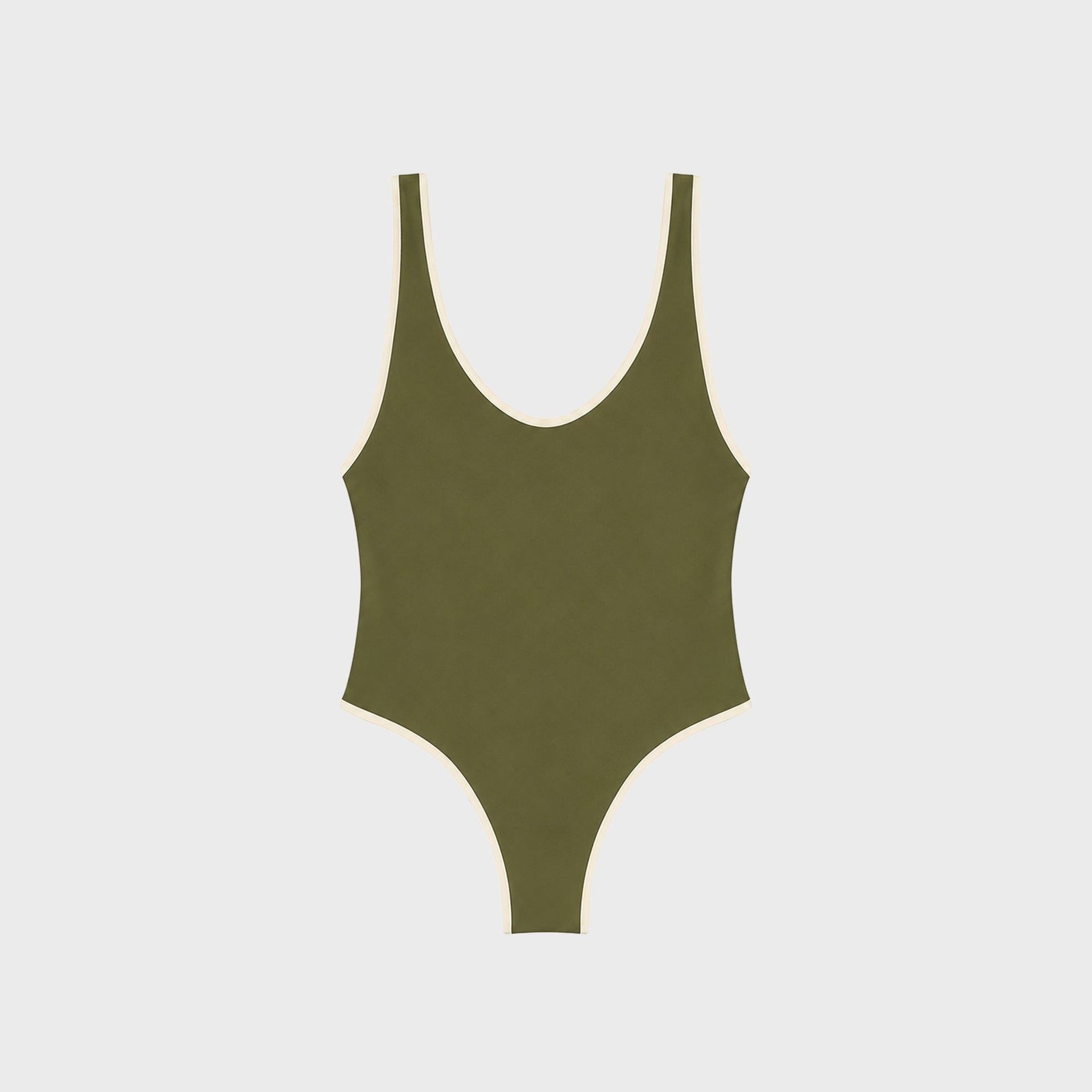 JADE Cheeky Contour One Piece - Olive / Ivory