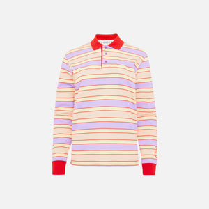 JW Anderson Striped Contrast Trim Long Sleeve Polo Top - Pink