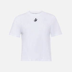 JW Anderson Anchor Embroidery Paneled Cropped Tee - White