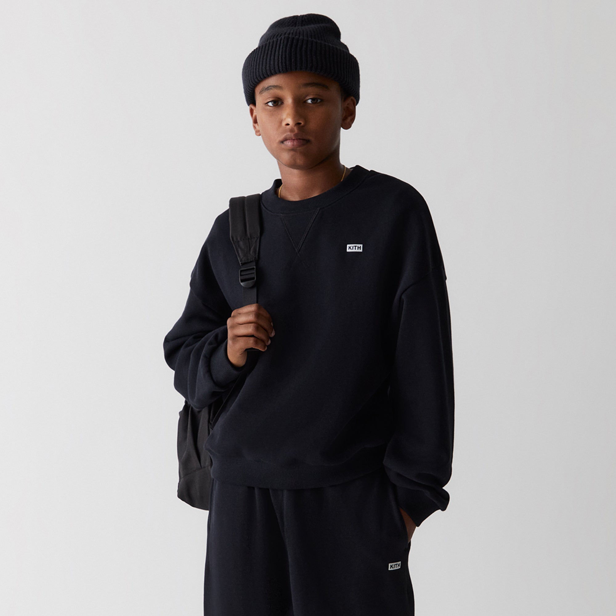 Kith Heavy Crepe Rib Knit Quarter Zip Nelson - Black