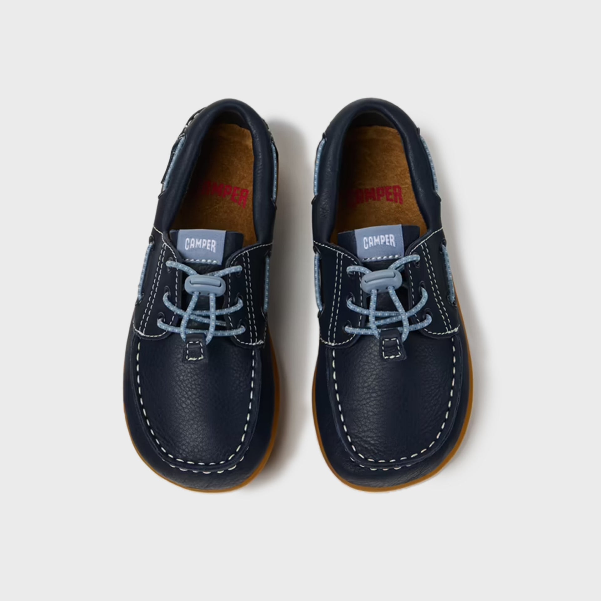 Camper Kids Peu Leather Nautical Shoes - Dark Blue