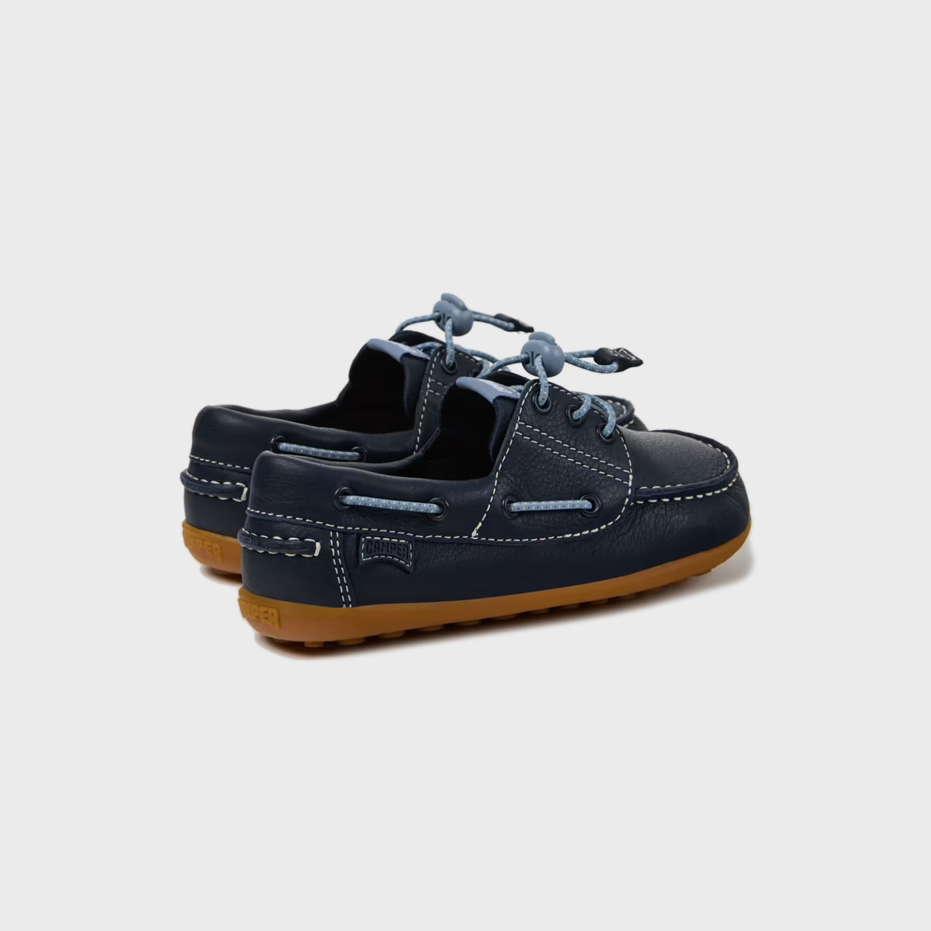 Camper Kids Peu Leather Nautical Shoes - Dark Blue
