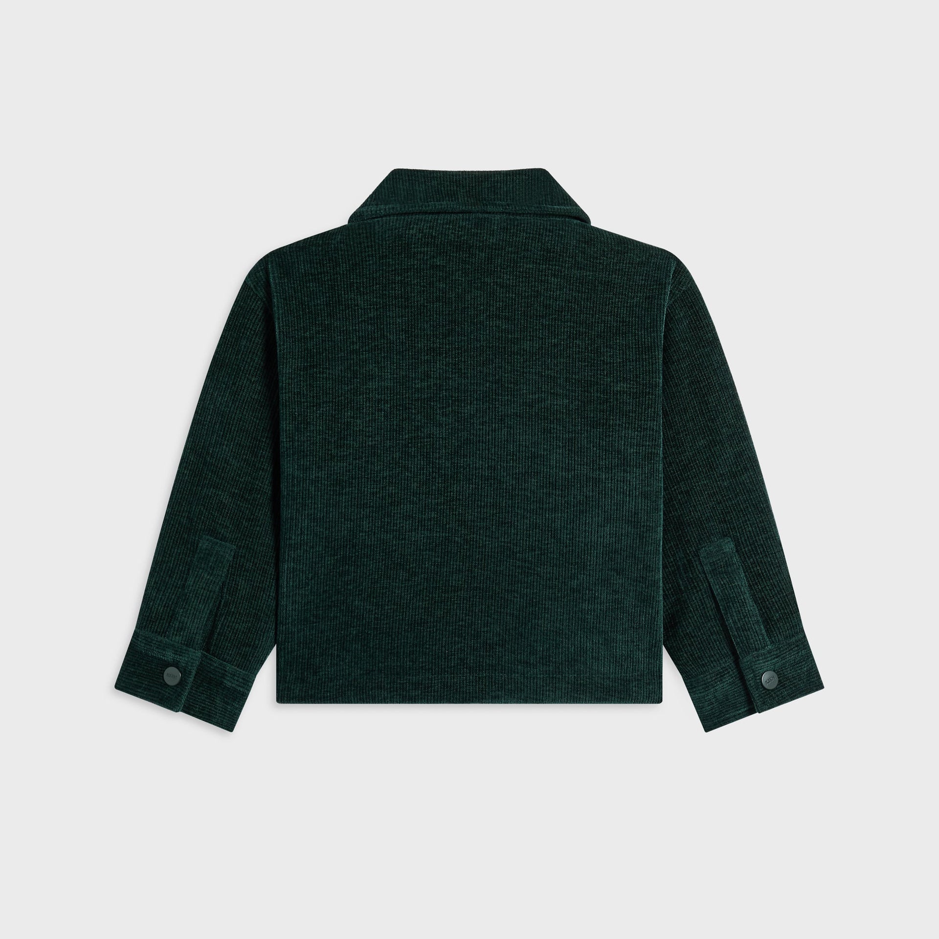 Kith Baby Reversible Ora Shacket, back flat lay of plain dark green corduroy side