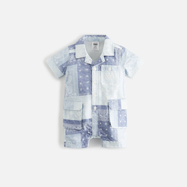 Kith Baby Washed Paisley Shortall - Light Indigo