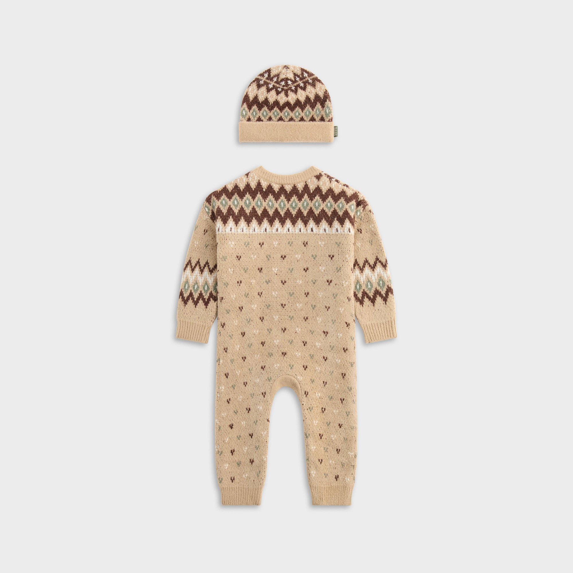 Kith Baby Novelty Fair Isle Sweater Coverall Set - Mocha Heather