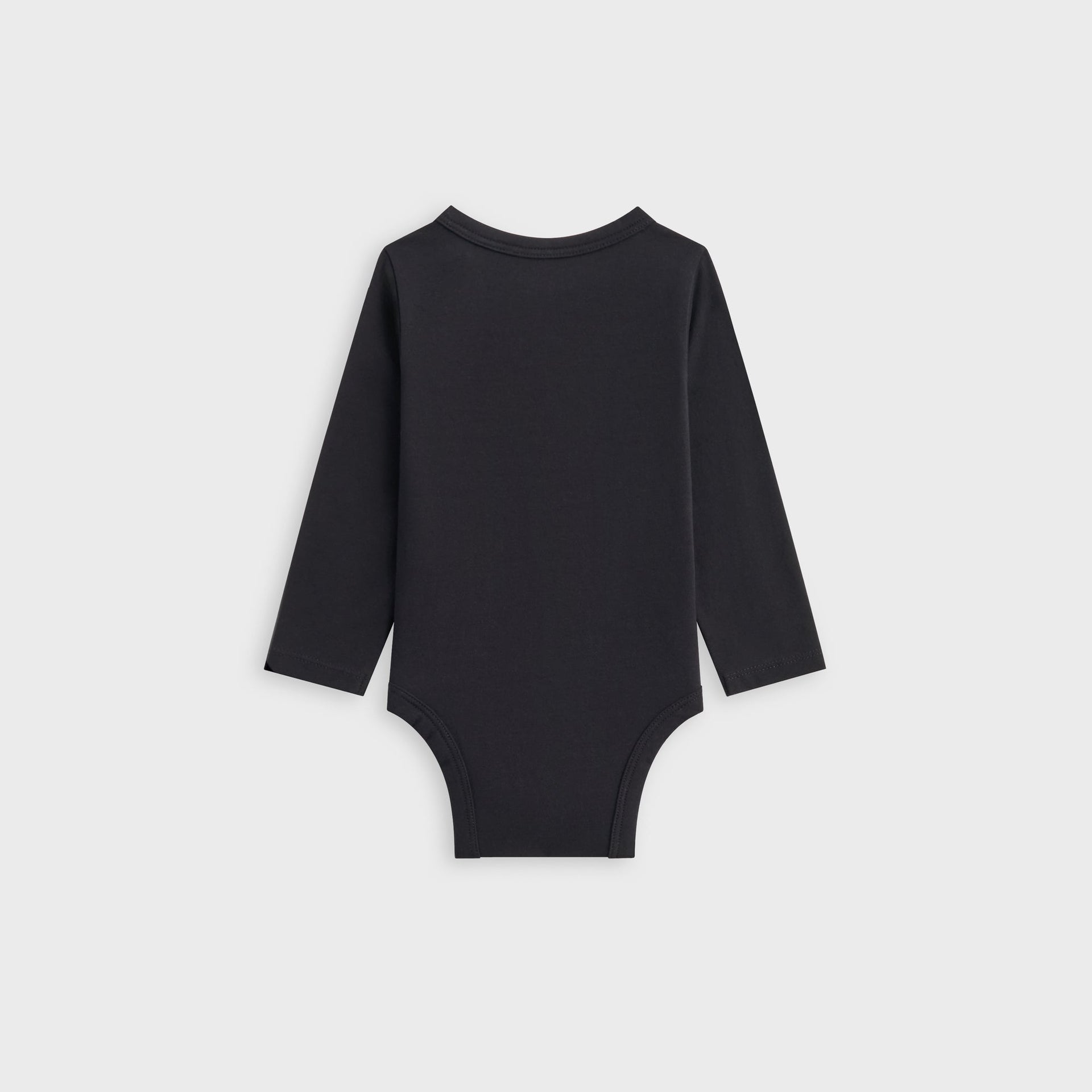 Kith Baby Eagle Bodysuit in black, back view of plain long-sleeve bodysuit
