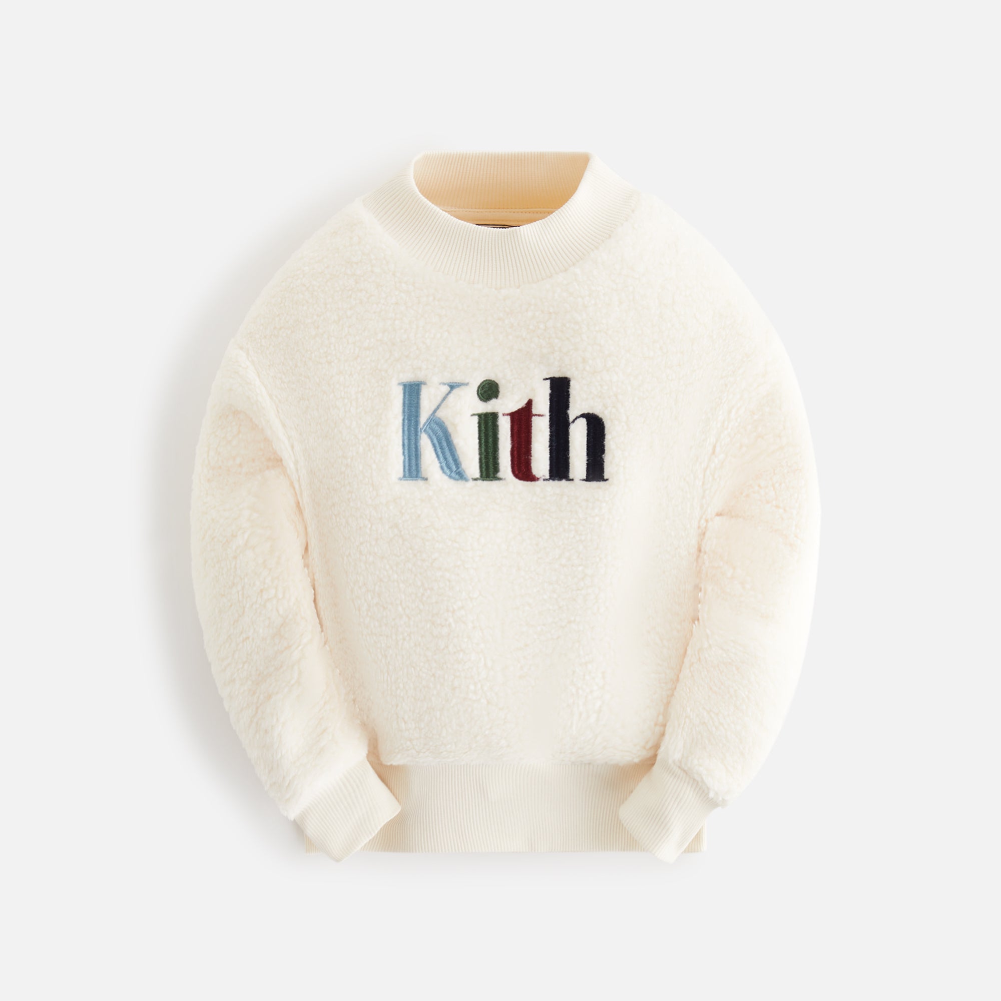 Kith Kids Logo Sherpa Crewneck - Sandrift